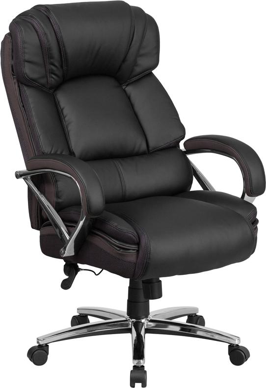 Flash Furniture HERCULES Series Big & Tall 500 lb. Rated Black Leather Executive Swivel Chair with Chrome Base and Arms – GO-2222-GG Online Sale