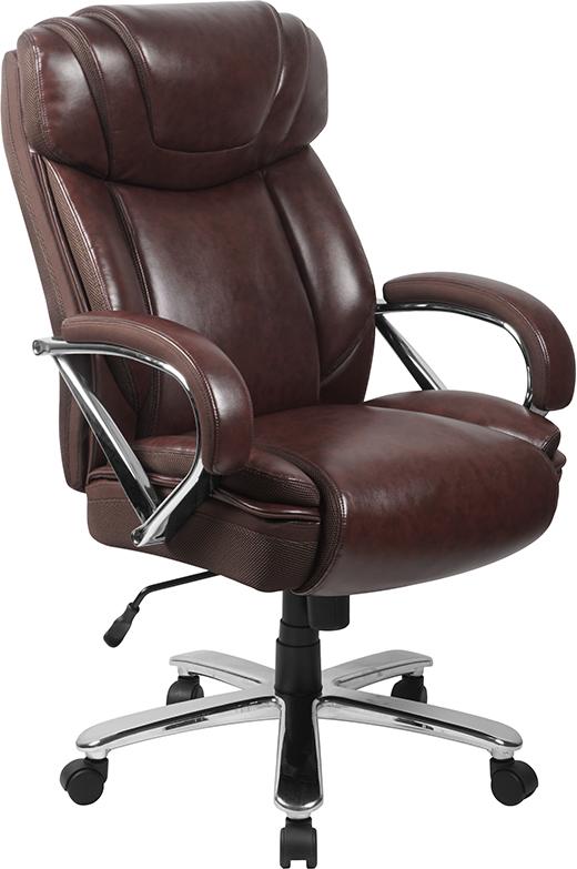 Flash Furniture HERCULES Series Big & Tall 500 lb. Rated Brown Leather Executive Swivel Chair with Extra Wide Seat – GO-2092M-1-BN-GG Fashion