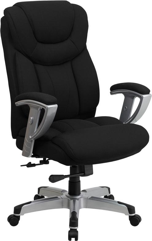 Flash Furniture HERCULES Series Big & Tall 400 lb. Rated Black Fabric Executive Swivel Chair with Silver Finished Adjustable Arms – GO-1534-BK-FAB-GG Discount