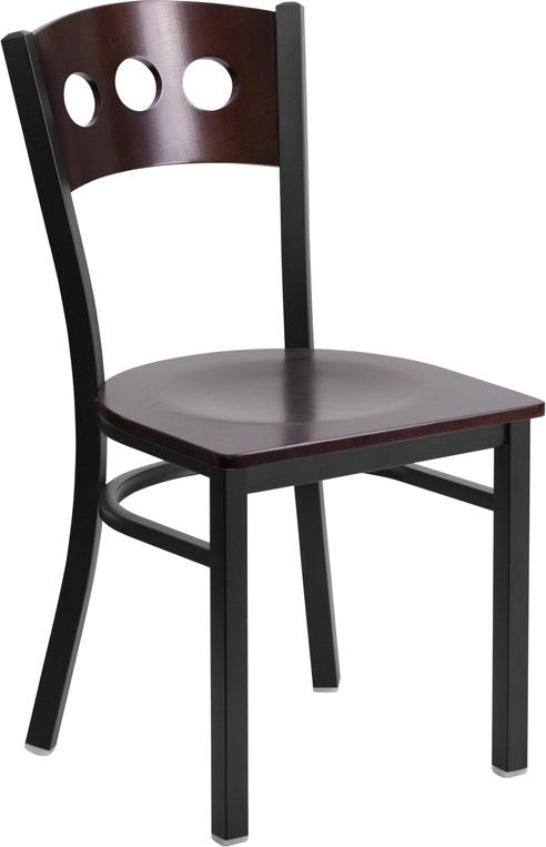 Flash Furniture HERCULES Series Black 3 Circle Back Metal Restaurant Chair – Walnut Wood Back & Seat – XU-DG-6Y2B-WAL-MTL-GG Hot on Sale