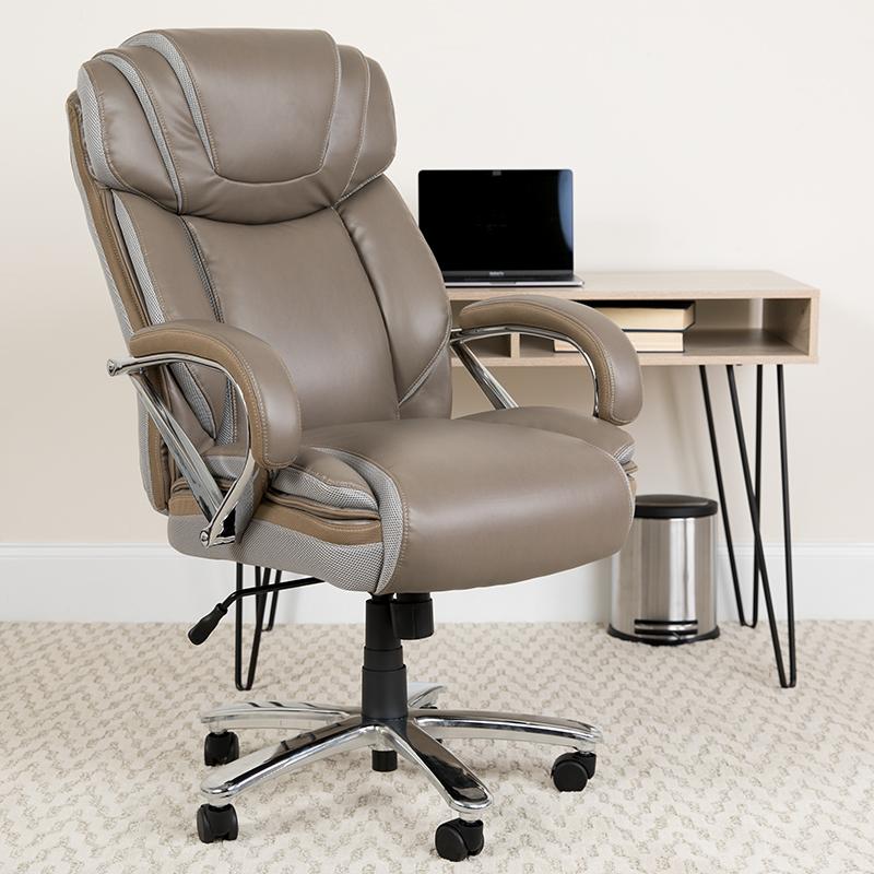 Flash Furniture HERCULES Series Big & Tall 500 lb. Rated Taupe Leather Executive Swivel Chair with Extra Wide Seat – GO-2092M-1-TP-GG Online Hot Sale