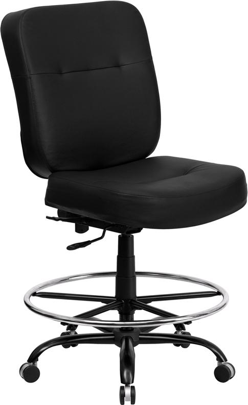 Flash Furniture HERCULES Series Big & Tall 400 lb. Rated Black Leather Drafting Chair – WL-735SYG-BK-LEA-D-GG Supply