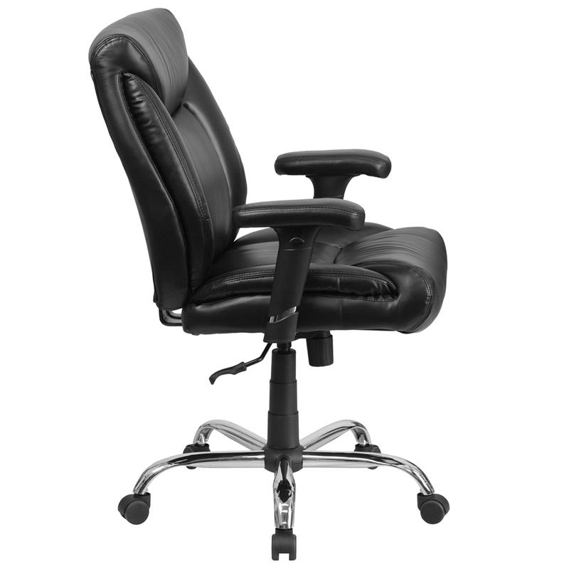 Flash Furniture HERCULES Series Big & Tall 400 lb. Rated Black Leather Swivel Task Chair with Deep Tufted Seating and Adjustable Arms – GO-2073-LEA-GG Online Hot Sale