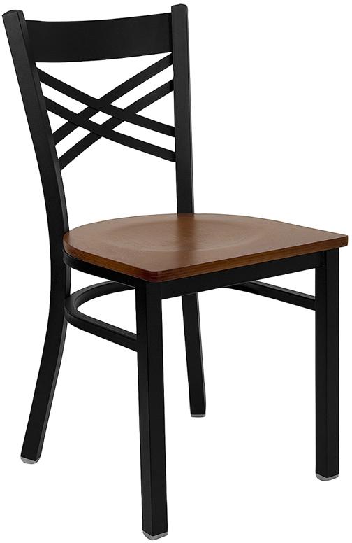 Flash Furniture HERCULES Series Black ”X” Back Metal Restaurant Chair – Cherry Wood Seat – XU-6FOBXBK-CHYW-GG Online