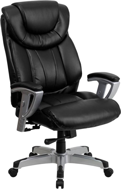 Flash Furniture HERCULES Series Big & Tall 400 lb. Rated Black Leather Executive Swivel Chair with Silver Finished Adjustable Arms – GO-1534-BK-LEA-GG Fashion