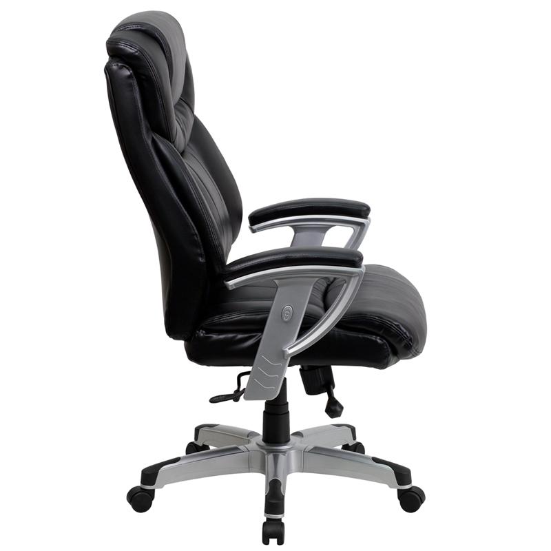 Flash Furniture HERCULES Series Big & Tall 400 lb. Rated Black Leather Executive Swivel Chair with Silver Finished Adjustable Arms – GO-1534-BK-LEA-GG Fashion