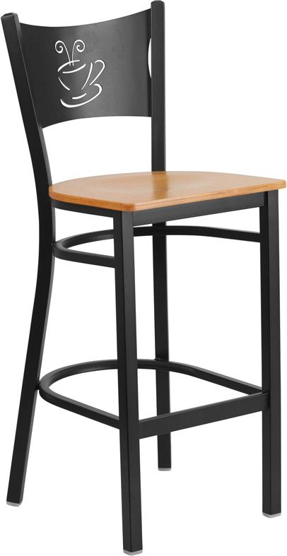 Flash Furniture HERCULES Series Black Coffee Back Metal Restaurant Barstool – Natural Wood Seat – XU-DG-60114-COF-BAR-NATW-GG Online