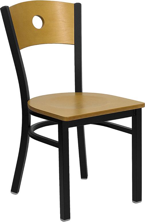 Flash Furniture HERCULES Series Black Circle Back Metal Restaurant Chair – Natural Wood Back & Seat – XU-DG-6F2B-CIR-NATW-GG Online Sale