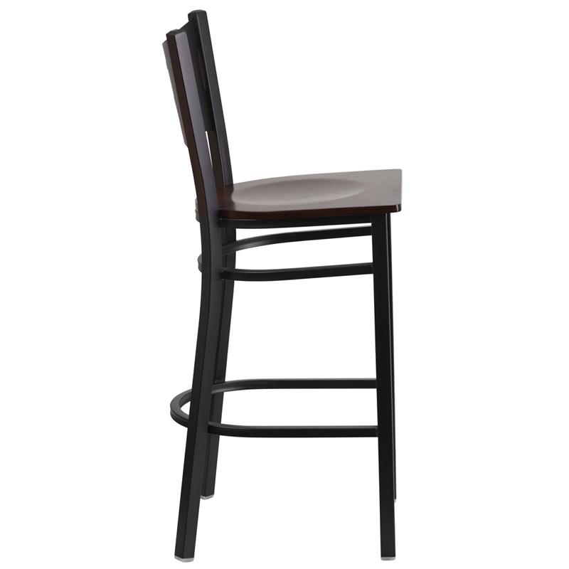 Flash Furniture HERCULES Series Black Coffee Back Metal Restaurant Barstool – Walnut Wood Seat – XU-DG-60114-COF-BAR-WALW-GG Fashion
