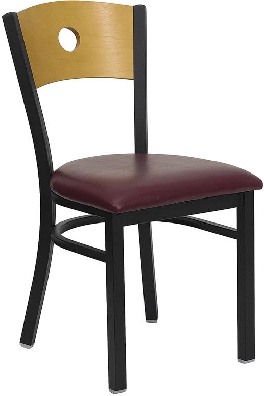 Flash Furniture HERCULES Series Black Circle Back Metal Restaurant Chair – Natural Wood Back, Burgundy Vinyl Seat – XU-DG-6F2B-CIR-BURV-GG Online now