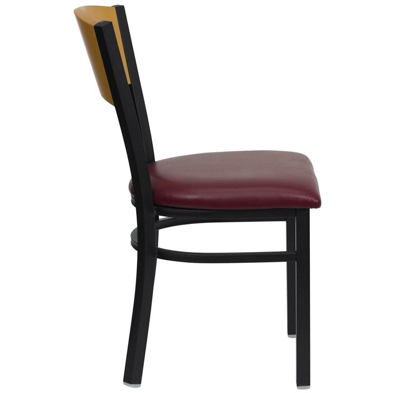 Flash Furniture HERCULES Series Black Circle Back Metal Restaurant Chair – Natural Wood Back, Burgundy Vinyl Seat – XU-DG-6F2B-CIR-BURV-GG Online now