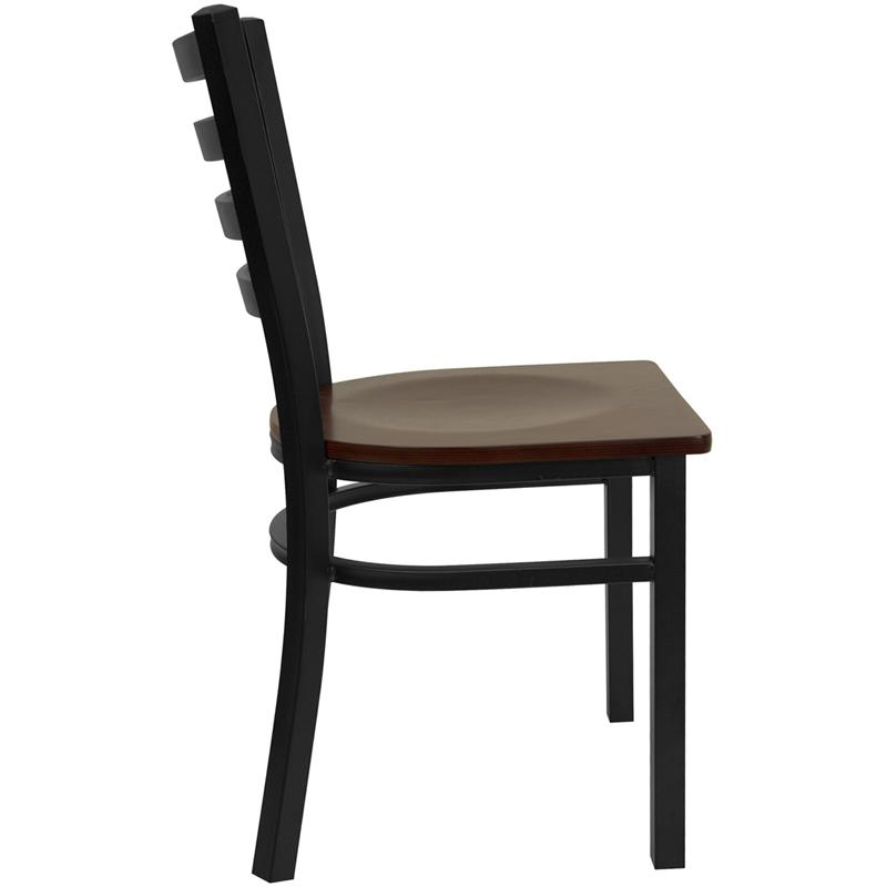 Flash Furniture HERCULES Series Black Ladder Back Metal Restaurant Chair – Mahogany Wood Seat – XU-DG694BLAD-MAHW-GG Online Sale