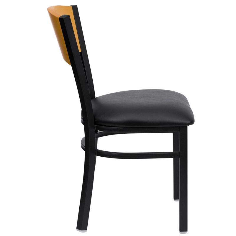 Flash Furniture HERCULES Series Black Circle Back Metal Restaurant Chair – Natural Wood Back, Black Vinyl Seat – XU-DG-6F2B-CIR-BLKV-GG Sale