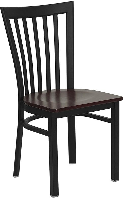 Flash Furniture HERCULES Series Black School House Back Metal Restaurant Chair – Mahogany Wood Seat – XU-DG6Q4BSCH-MAHW-GG Sale