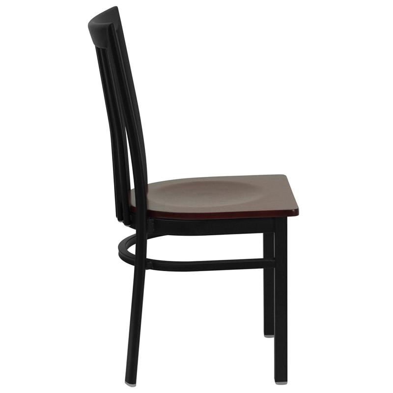 Flash Furniture HERCULES Series Black School House Back Metal Restaurant Chair – Mahogany Wood Seat – XU-DG6Q4BSCH-MAHW-GG Sale