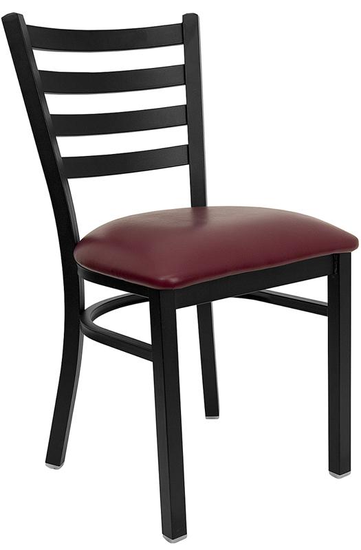 Flash Furniture HERCULES Series Black Ladder Back Metal Restaurant Chair – Burgundy Vinyl Seat – XU-DG694BLAD-BURV-GG Fashion