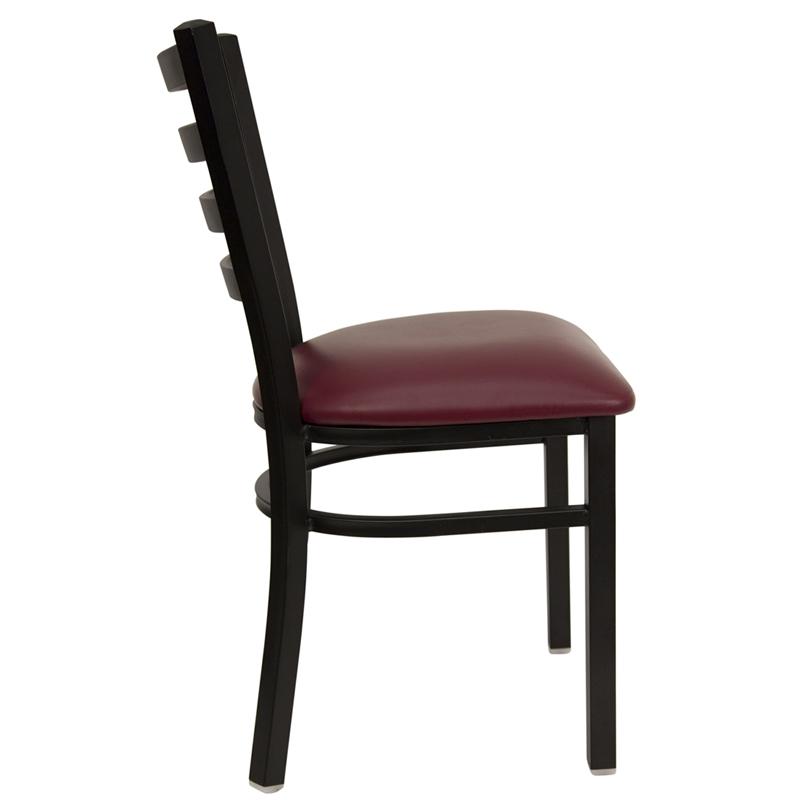 Flash Furniture HERCULES Series Black Ladder Back Metal Restaurant Chair – Burgundy Vinyl Seat – XU-DG694BLAD-BURV-GG Fashion