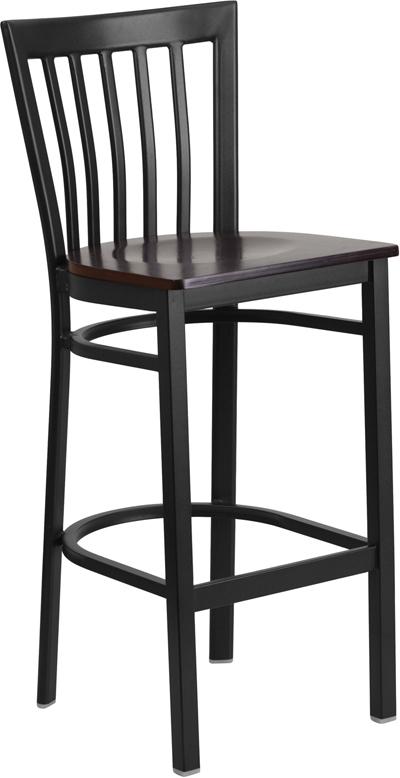 Flash Furniture HERCULES Series Black School House Back Metal Restaurant Barstool – Walnut Wood Seat – XU-DG6R8BSCH-BAR-WALW-GG Online Sale