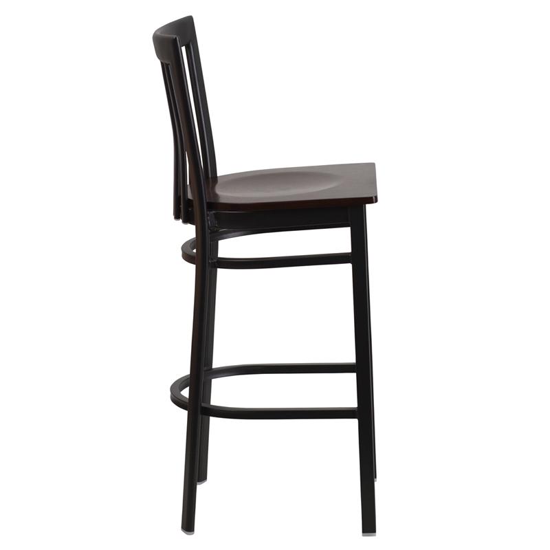 Flash Furniture HERCULES Series Black School House Back Metal Restaurant Barstool – Walnut Wood Seat – XU-DG6R8BSCH-BAR-WALW-GG Online Sale