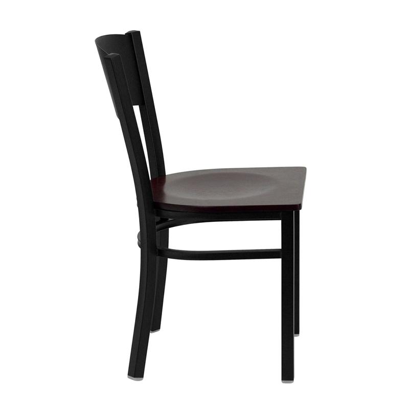 Flash Furniture HERCULES Series Black Circle Back Metal Restaurant Chair – Mahogany Wood Seat – XU-DG-60119-CIR-MAHW-GG Online Hot Sale