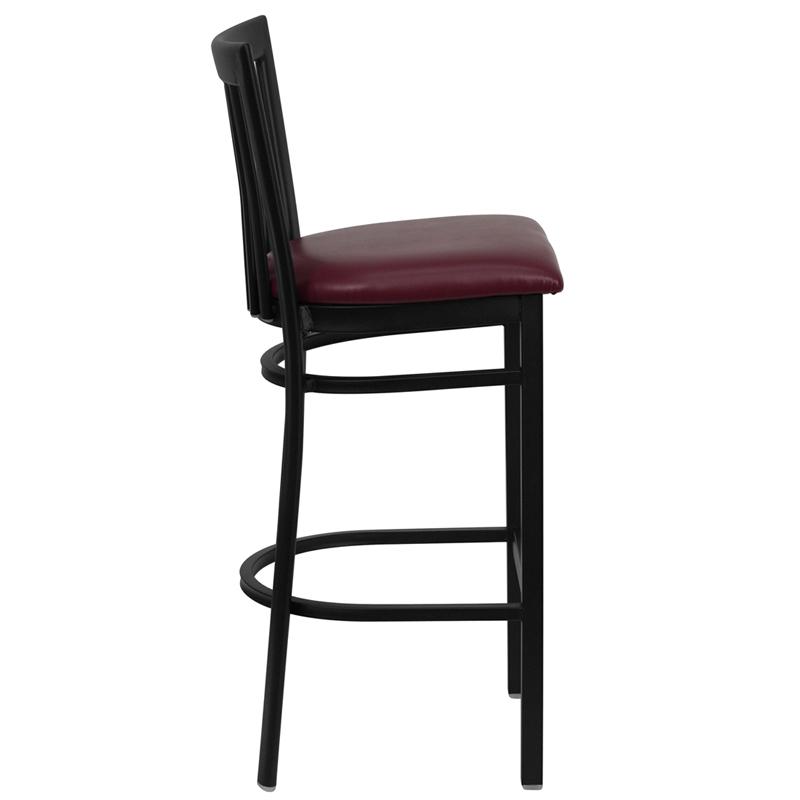 Flash Furniture HERCULES Series Black School House Back Metal Restaurant Barstool – Burgundy Vinyl Seat – XU-DG6R8BSCH-BAR-BURV-GG on Sale