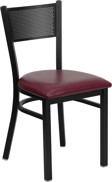 Flash Furniture HERCULES Series Black Grid Back Metal Restaurant Chair – Burgundy Vinyl Seat – XU-DG-60115-GRD-BURV-GG on Sale