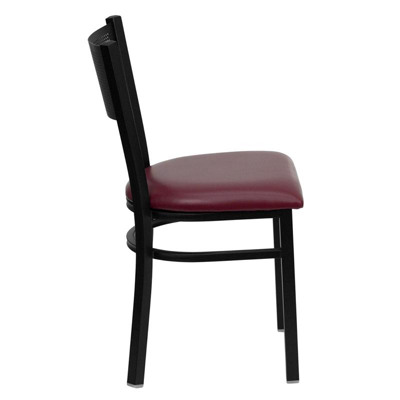 Flash Furniture HERCULES Series Black Grid Back Metal Restaurant Chair – Burgundy Vinyl Seat – XU-DG-60115-GRD-BURV-GG on Sale