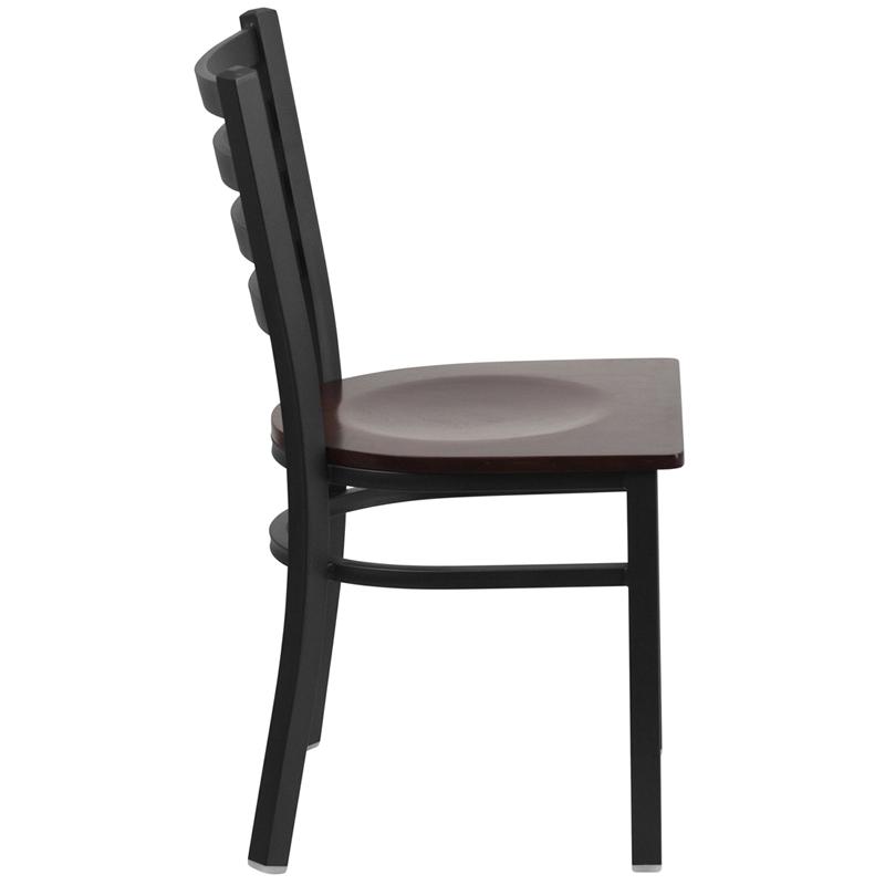 Flash Furniture HERCULES Series Black Ladder Back Metal Restaurant Chair – Walnut Wood Seat – XU-DG694BLAD-WALW-GG Hot on Sale