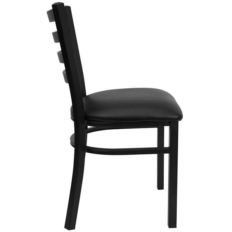 Flash Furniture HERCULES Series Black Ladder Back Metal Restaurant Chair – Black Vinyl Seat – XU-DG694BLAD-BLKV-GG Online Sale