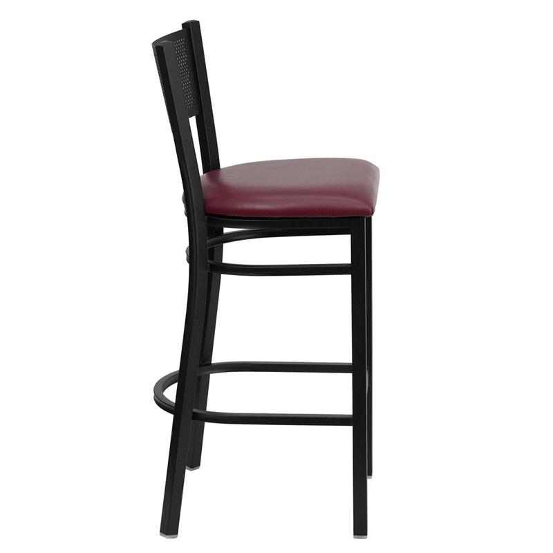 Flash Furniture HERCULES Series Black Grid Back Metal Restaurant Barstool – Burgundy Vinyl Seat – XU-DG-60116-GRD-BAR-BURV-GG Online Sale