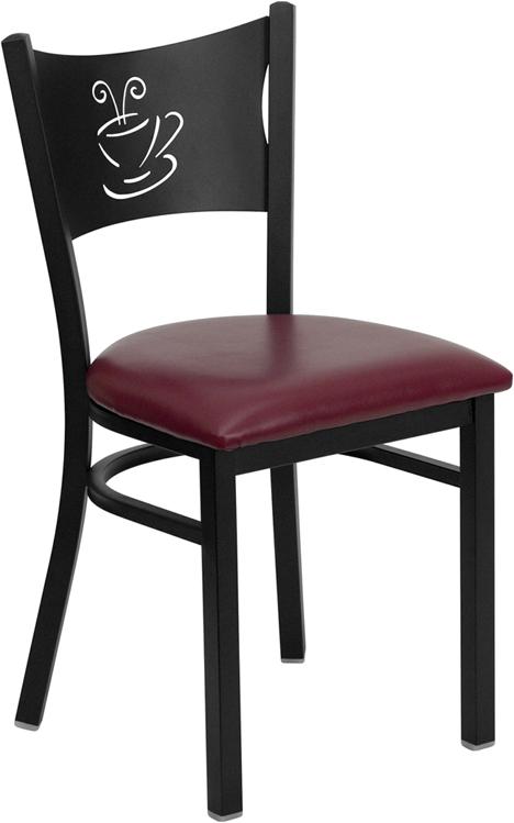 Flash Furniture HERCULES Series Black Coffee Back Metal Restaurant Chair – Burgundy Vinyl Seat – XU-DG-60099-COF-BURV-GG Fashion