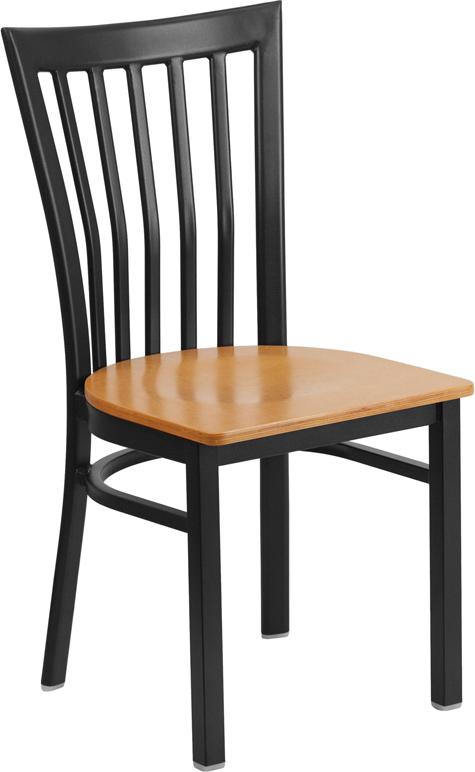 Flash Furniture HERCULES Series Black School House Back Metal Restaurant Chair – Natural Wood Seat – XU-DG6Q4BSCH-NATW-GG Supply