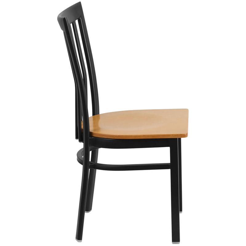 Flash Furniture HERCULES Series Black School House Back Metal Restaurant Chair – Natural Wood Seat – XU-DG6Q4BSCH-NATW-GG Supply