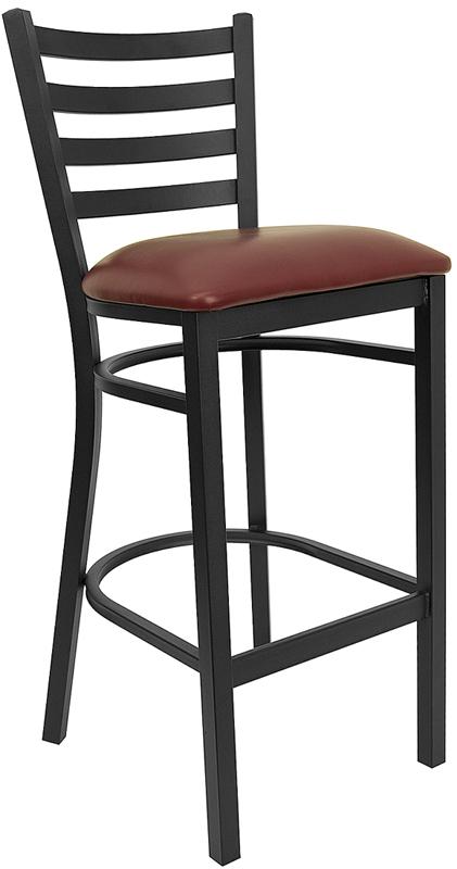 Flash Furniture HERCULES Series Black Ladder Back Metal Restaurant Barstool – Burgundy Vinyl Seat – XU-DG697BLAD-BAR-BURV-GG Online Hot Sale