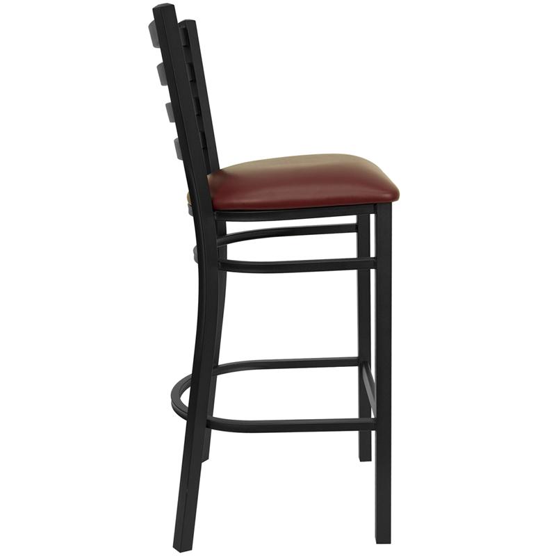 Flash Furniture HERCULES Series Black Ladder Back Metal Restaurant Barstool – Burgundy Vinyl Seat – XU-DG697BLAD-BAR-BURV-GG Online Hot Sale