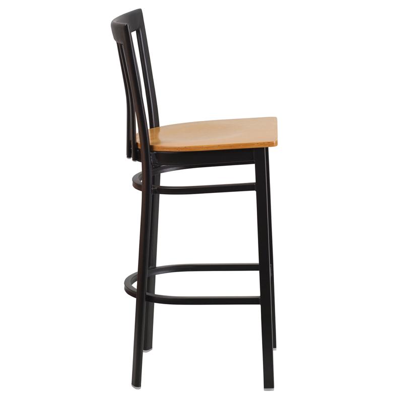 Flash Furniture HERCULES Series Black School House Back Metal Restaurant Barstool – Natural Wood Seat – XU-DG6R8BSCH-BAR-NATW-GG Online Hot Sale