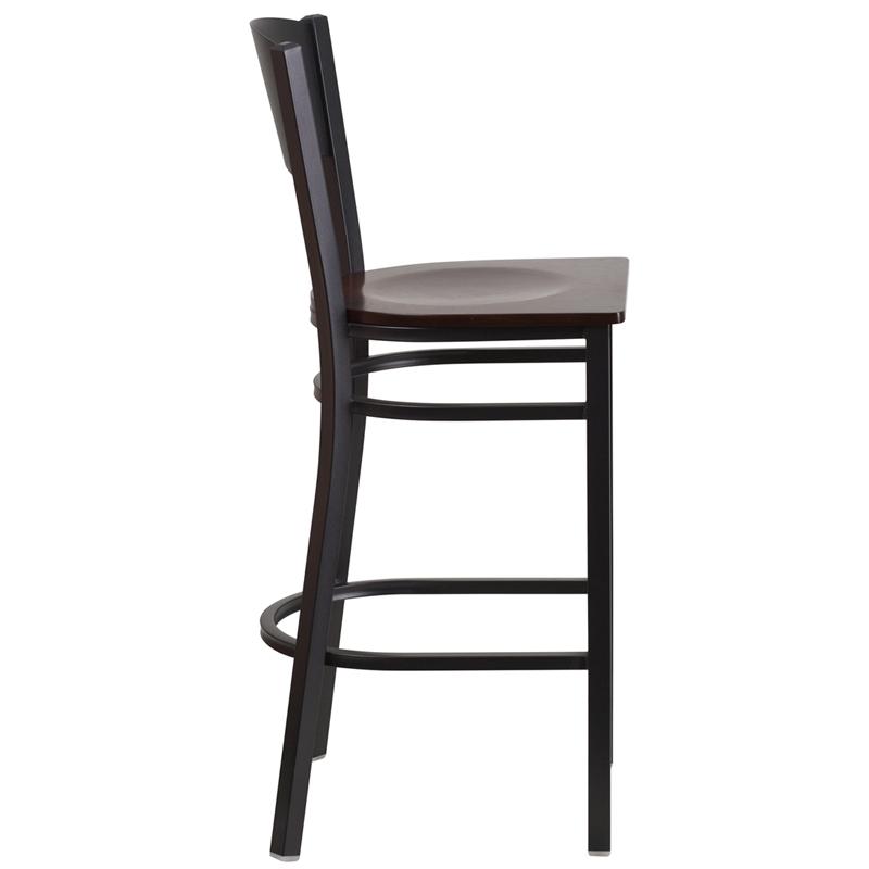 Flash Furniture HERCULES Series Black Circle Back Metal Restaurant Barstool – Walnut Wood Seat – XU-DG-60120-CIR-BAR-WALW-GG Online now