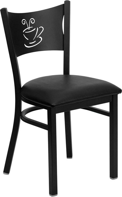 Flash Furniture HERCULES Series Black Coffee Back Metal Restaurant Chair – Black Vinyl Seat – XU-DG-60099-COF-BLKV-GG Discount