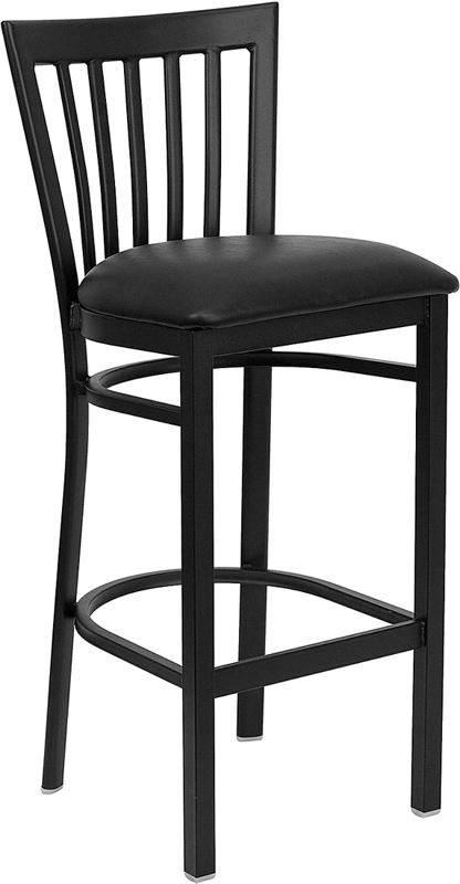 Flash Furniture HERCULES Series Black School House Back Metal Restaurant Barstool – Black Vinyl Seat – XU-DG6R8BSCH-BAR-BLKV-GG Online now