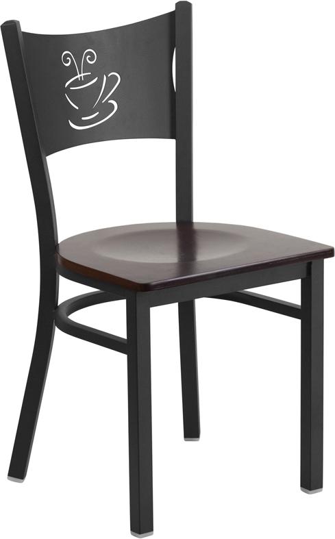 Flash Furniture HERCULES Series Black Coffee Back Metal Restaurant Chair – Walnut Wood Seat – XU-DG-60099-COF-WALW-GG Hot on Sale