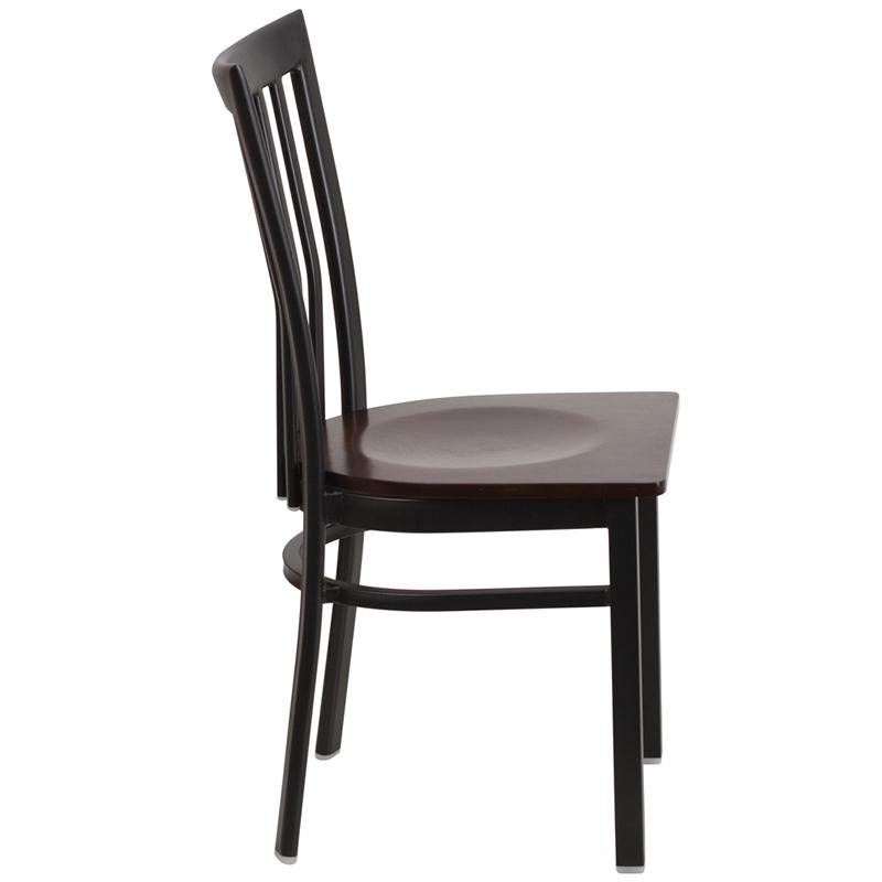 Flash Furniture HERCULES Series Black School House Back Metal Restaurant Chair – Walnut Wood Seat – XU-DG6Q4BSCH-WALW-GG Hot on Sale