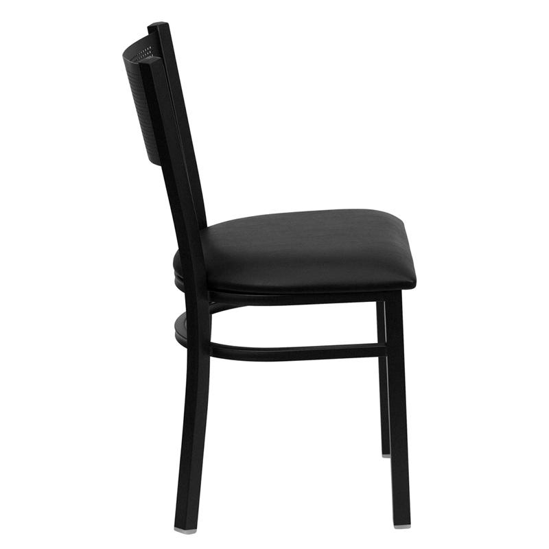 Flash Furniture HERCULES Series Black Grid Back Metal Restaurant Chair – Black Vinyl Seat – XU-DG-60115-GRD-BLKV-GG Online Hot Sale