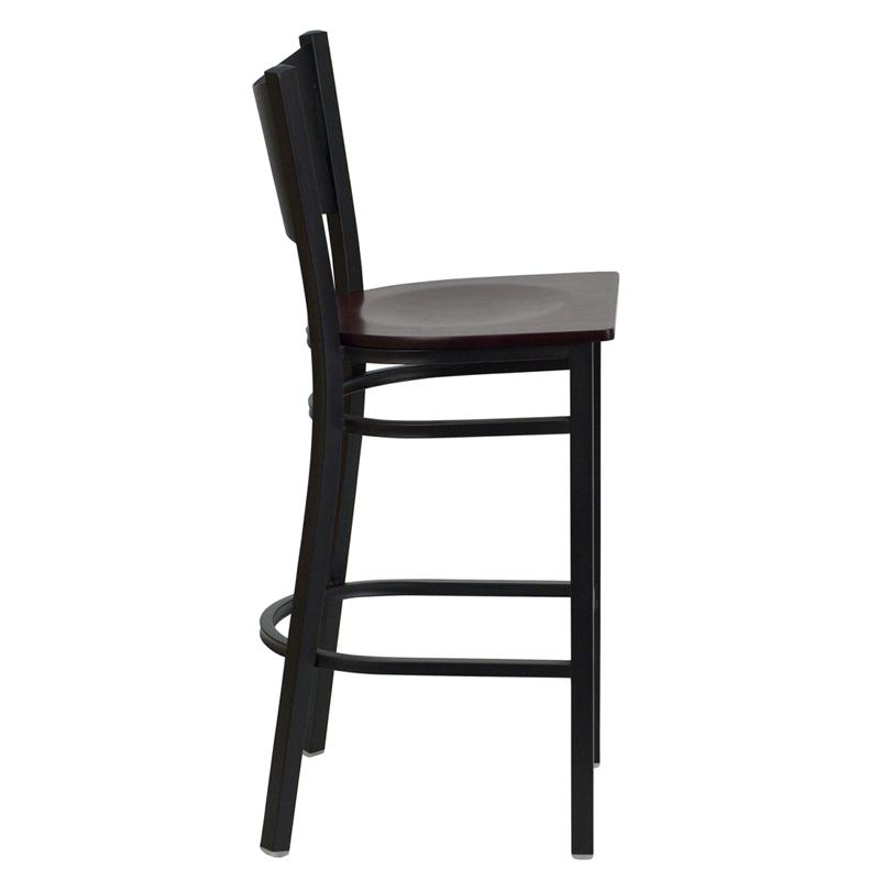 Flash Furniture HERCULES Series Black Coffee Back Metal Restaurant Barstool – Mahogany Wood Seat – XU-DG-60114-COF-BAR-MAHW-GG Sale