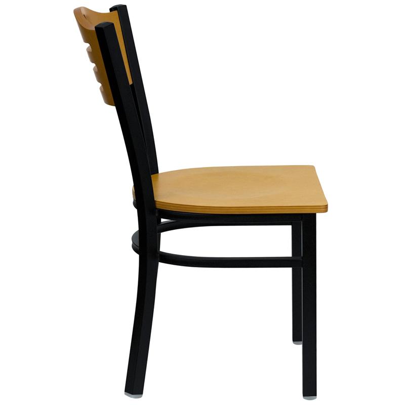 Flash Furniture HERCULES Series Black Slat Back Metal Restaurant Chair – Natural Wood Back & Seat – XU-DG-6G7B-SLAT-NATW-GG Sale