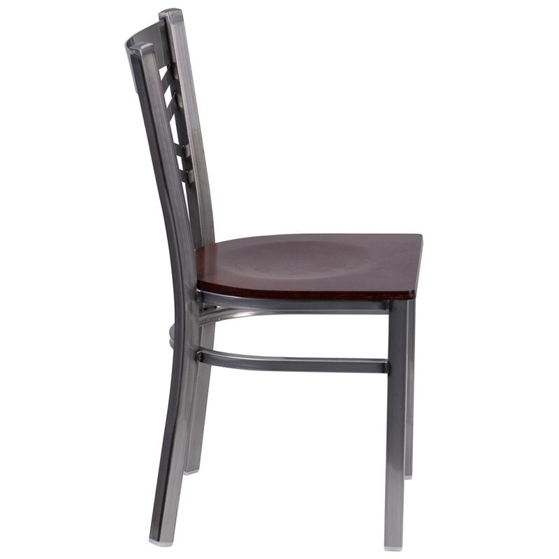 Flash Furniture HERCULES Series Clear Coated ”X” Back Metal Restaurant Chair – Walnut Wood Seat – XU-6FOB-CLR-WALW-GG Online now