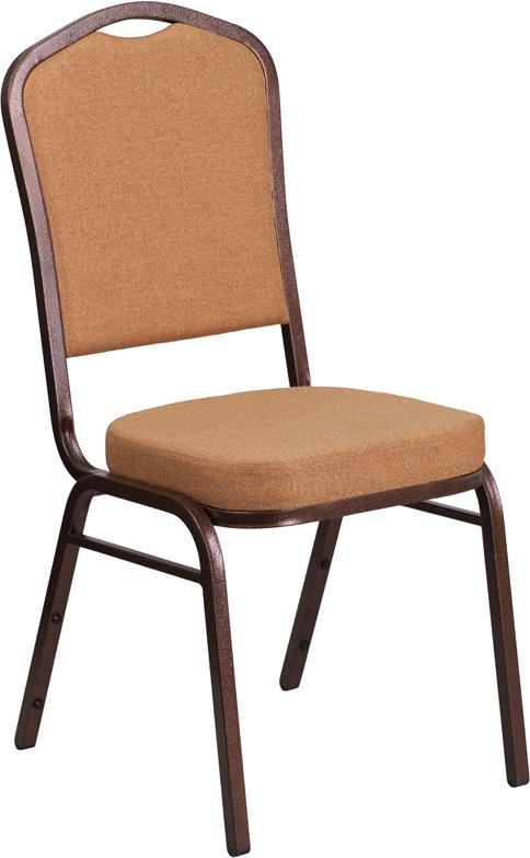 Flash Furniture HERCULES Series Crown Back Stacking Banquet Chair in Light Brown Fabric – Copper Vein Frame – FD-C01-C-4-GG Sale