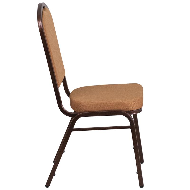 Flash Furniture HERCULES Series Crown Back Stacking Banquet Chair in Light Brown Fabric – Copper Vein Frame – FD-C01-C-4-GG Sale