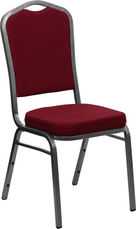 Flash Furniture HERCULES Series Crown Back Stacking Banquet Chair in Burgundy Fabric – Silver Vein Frame – FD-C01-SILVERVEIN-3169-GG Hot on Sale