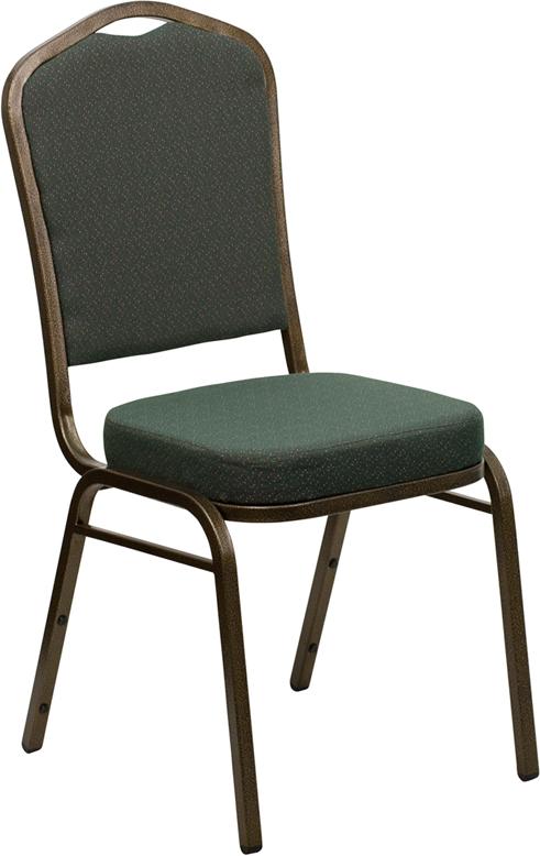 Flash Furniture HERCULES Series Crown Back Stacking Banquet Chair in Green Patterned Fabric – Gold Vein Frame – FD-C01-GOLDVEIN-0640-GG on Sale