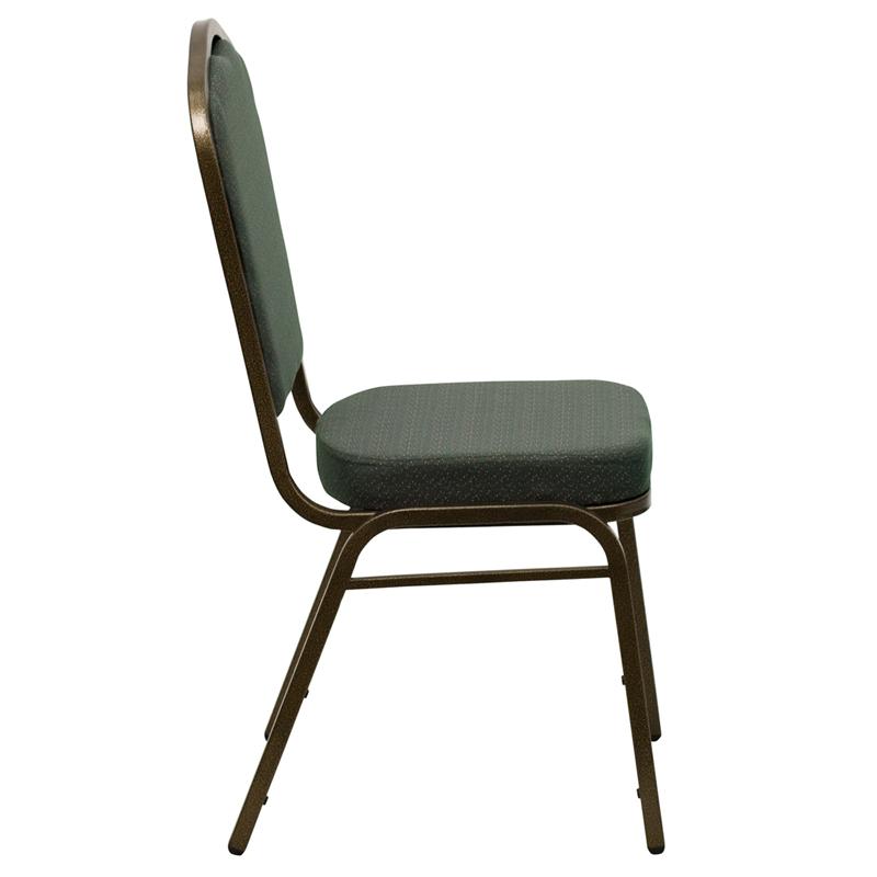 Flash Furniture HERCULES Series Crown Back Stacking Banquet Chair in Green Patterned Fabric – Gold Vein Frame – FD-C01-GOLDVEIN-0640-GG on Sale
